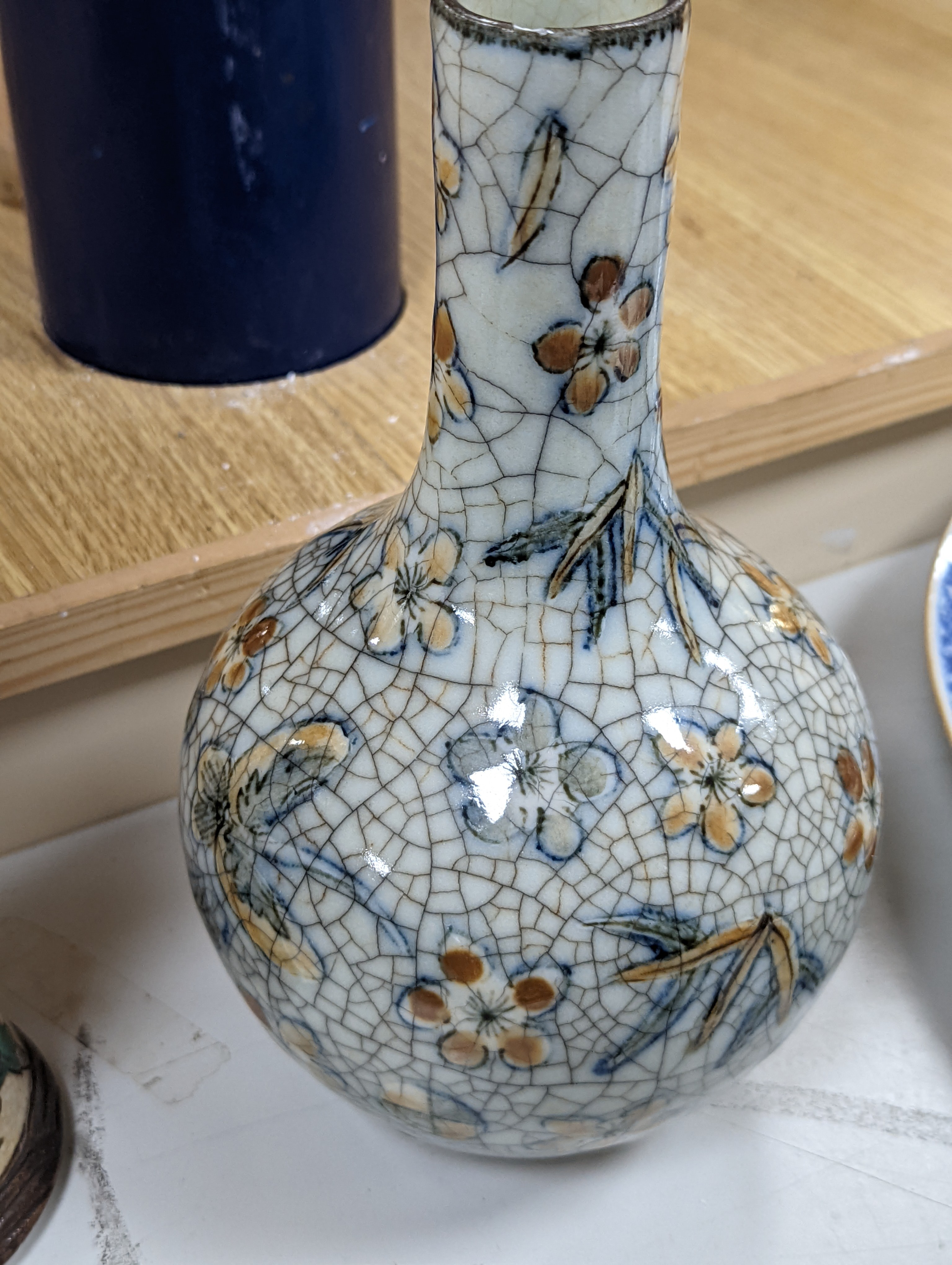 A group of 19th/20th century Chinese crackle glaze vases, tallest 30 cms high.